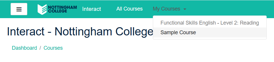 My Courses Dropdown